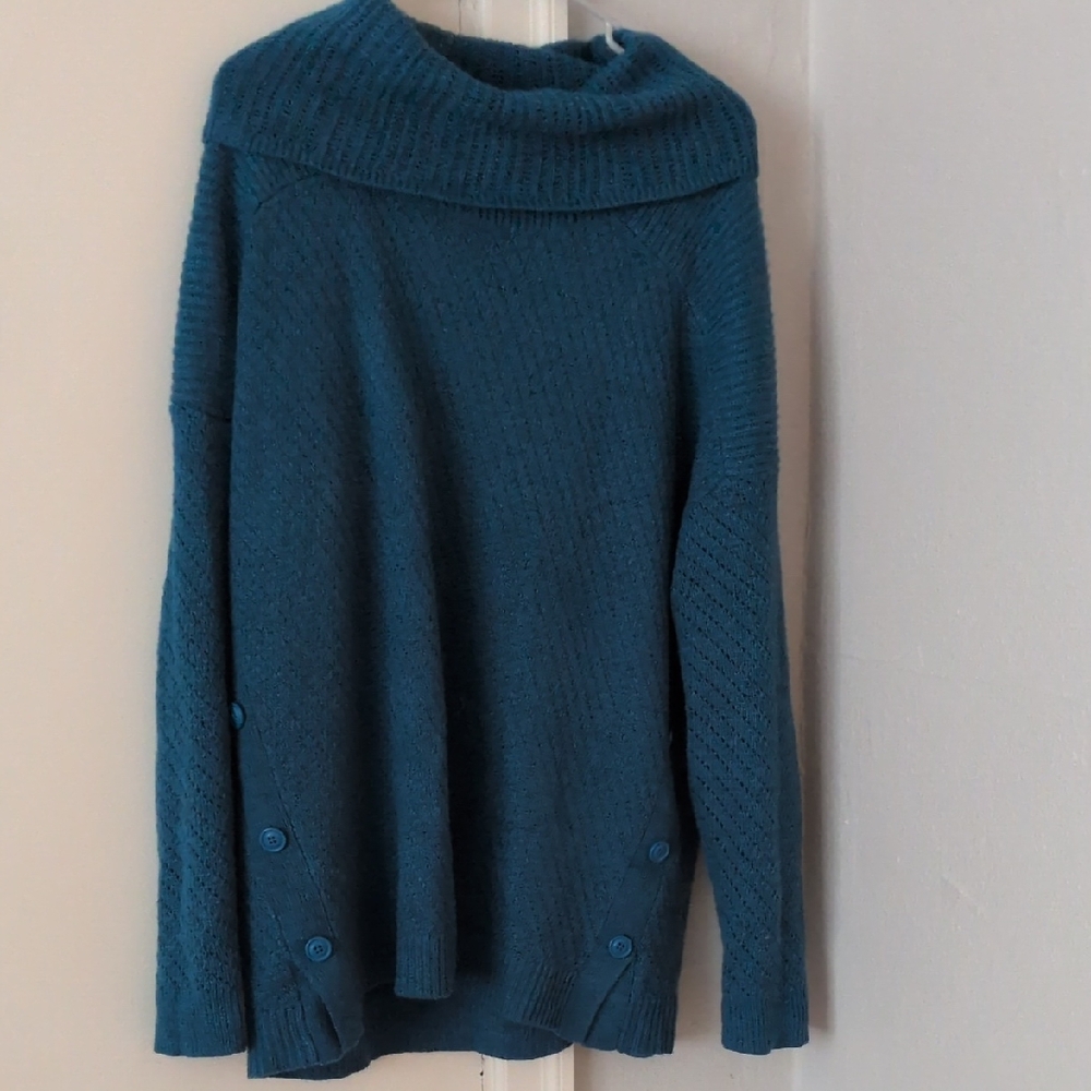 St. John's Bay Cowl Neck Sweater in Deep Teal
